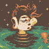 Swimming in love icon/pixelart