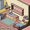 Cozy Isometric Bedroom icon/pixelart