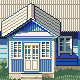 top-down blue hut icon/pixelart