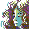 Woman with colorful curls icon/pixelart